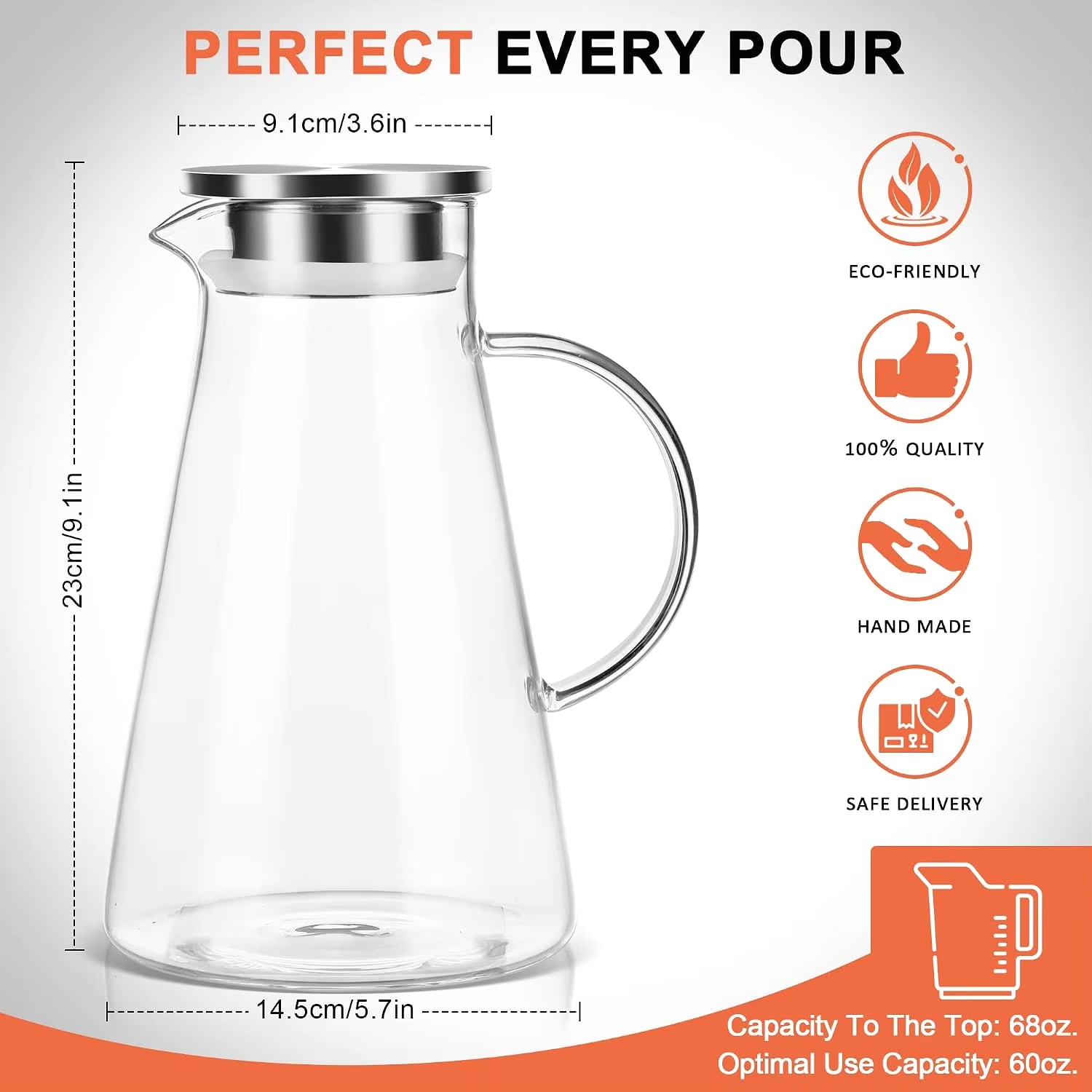Borosilicate Glass Susteas 2l 68oz Glass