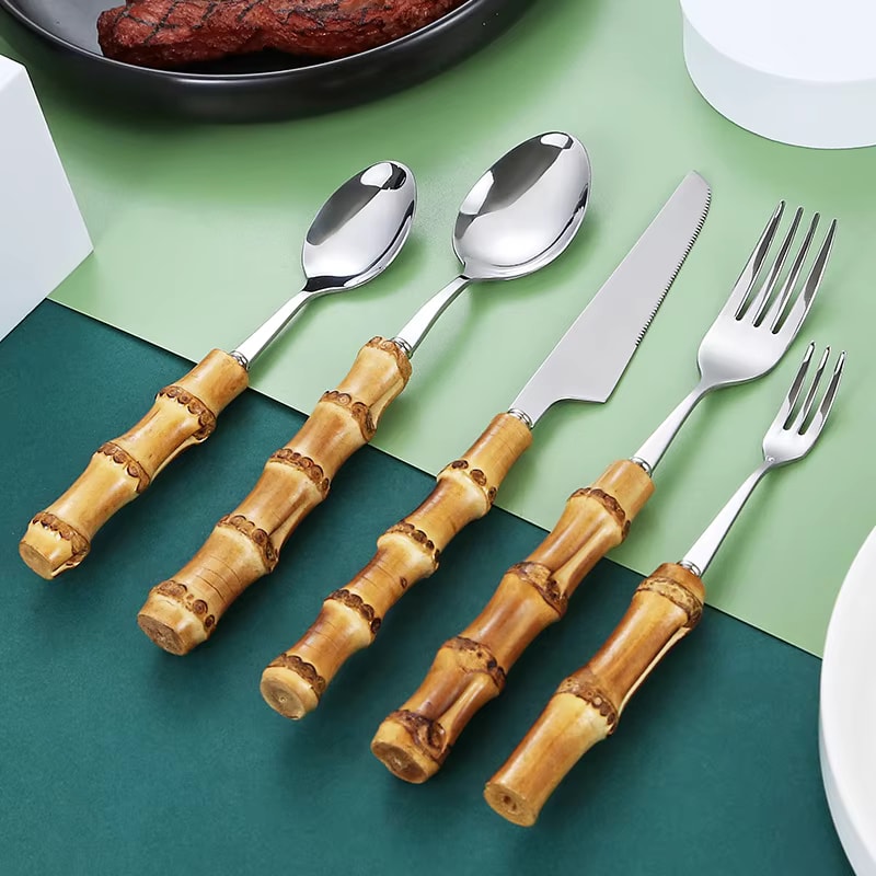 Bamboo Handle Utensil Set