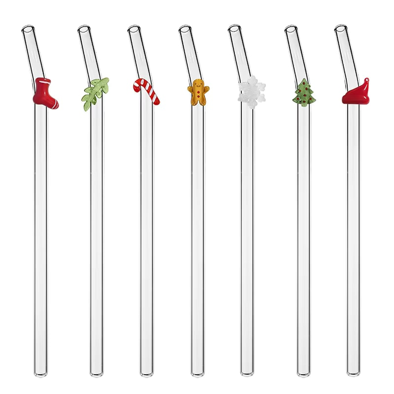 Glass Straw Christmas-Themed