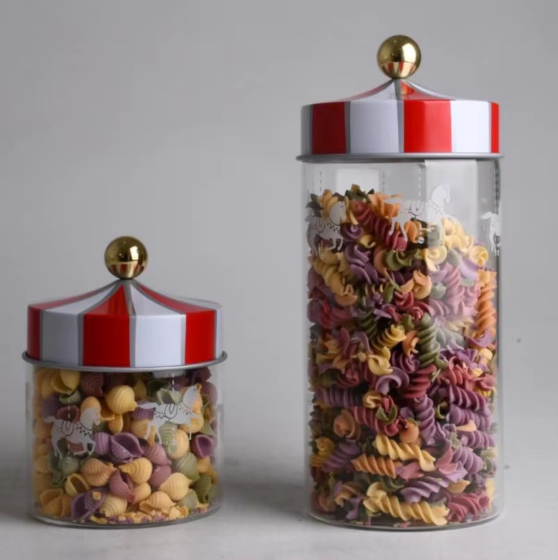 Glass Carousel Shaped Storage Bottle