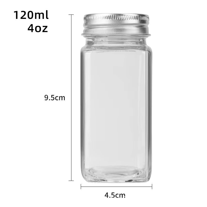 Glass Transparent Square Spice Jar
